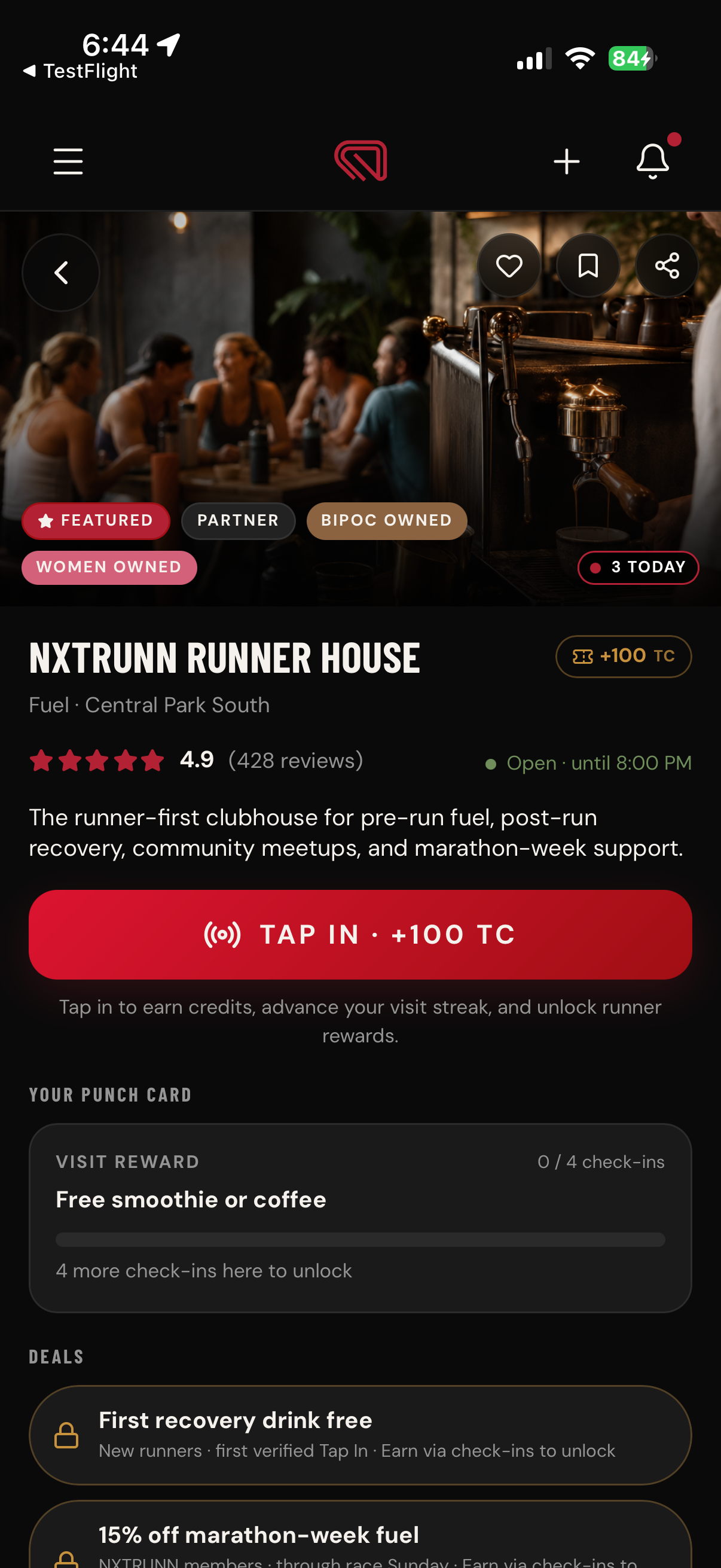 Run Spaces screen